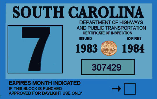 (image for) 1983-84 South Carolina INSPECTION Sticker